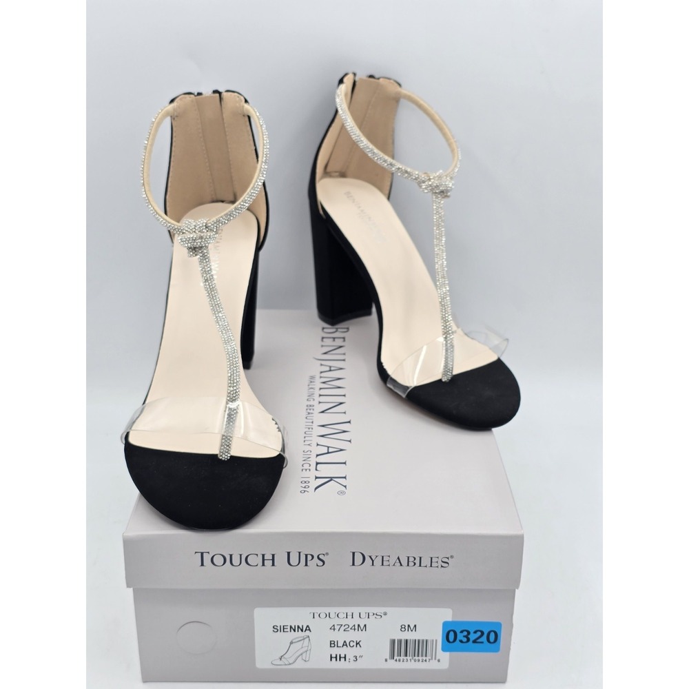 Touch Ups Women's Sienna Heeled Sandal - Black & Rhinestone- Sz 8 M - 4724M